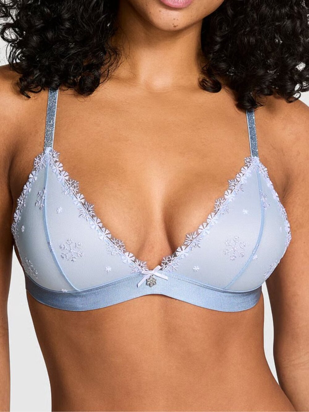 New! Victoria's Secret PINK Icy Blue Push-Up Triangle Bralette M 34428